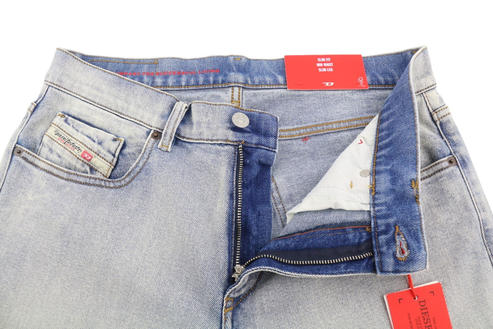 DIESEL 2019 D-Strukt 09C08L Men Jeans W30/L30 Blue Faded Slim Fit Zip Fly RRP350