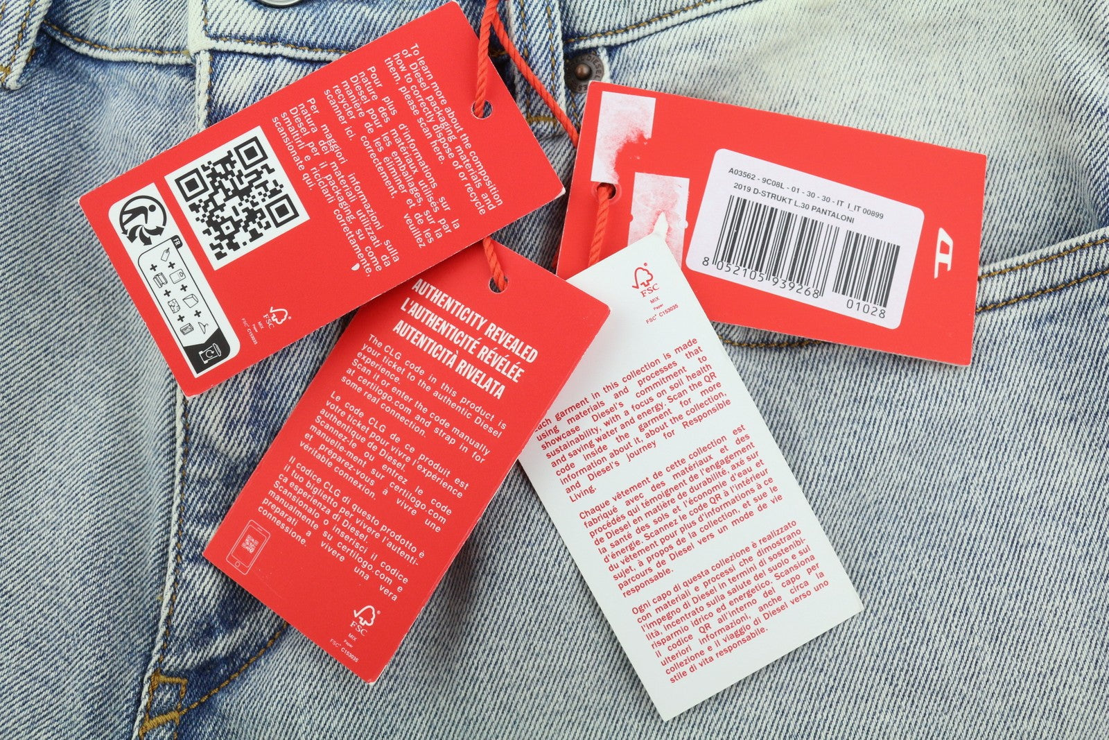 DIESEL 2019 D-Strukt 09C08L Men Jeans W30/L30 Blue Faded Slim Fit Zip Fly RRP350