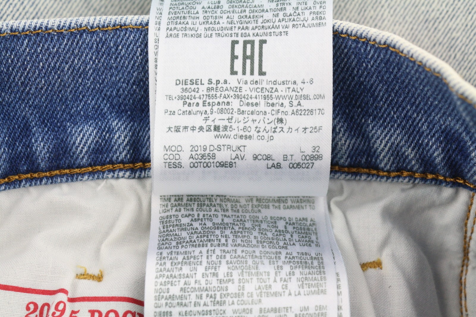 DIESEL 2019 D-Strukt 09C08L Men Jeans W30/L32 Blue Faded Slim Fit Zip Fly RRP350