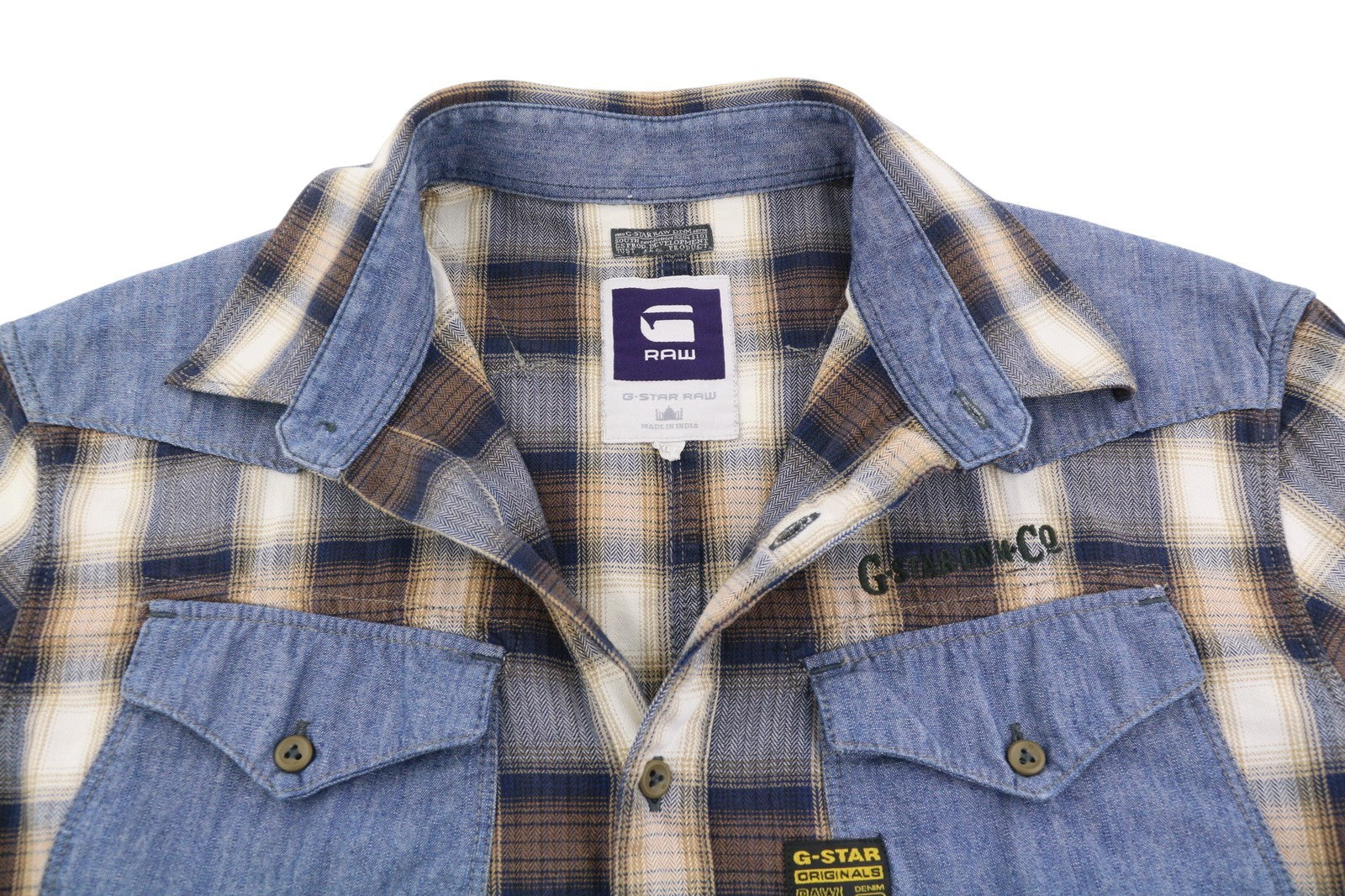 G-STAR Co Cowboy Men Shirt XL Plaid Western Style Button Spread