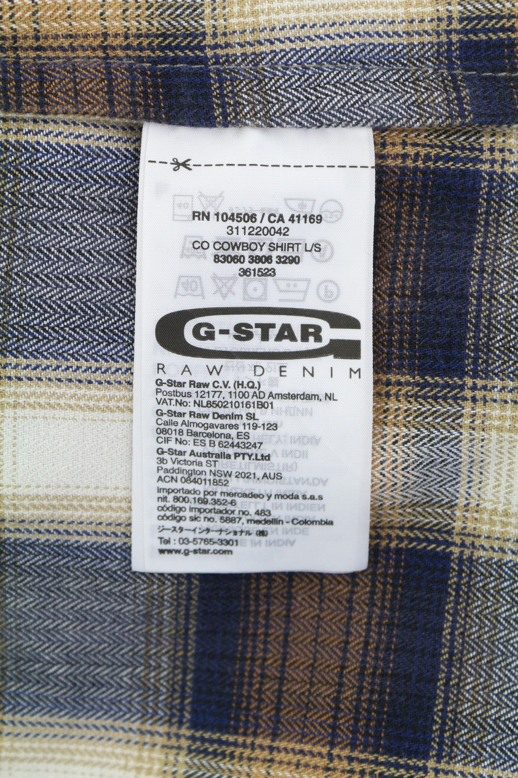 G-STAR Co Cowboy Men Shirt XL Plaid Western Style Button Spread