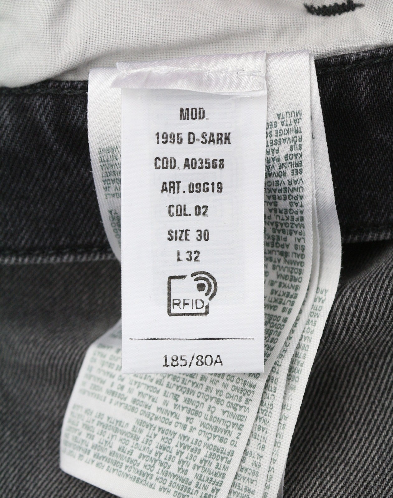 DIESEL 1995 D-Sark 09G19 Men Jeans W30/L32 Grey Faded Distress Slim RRP225