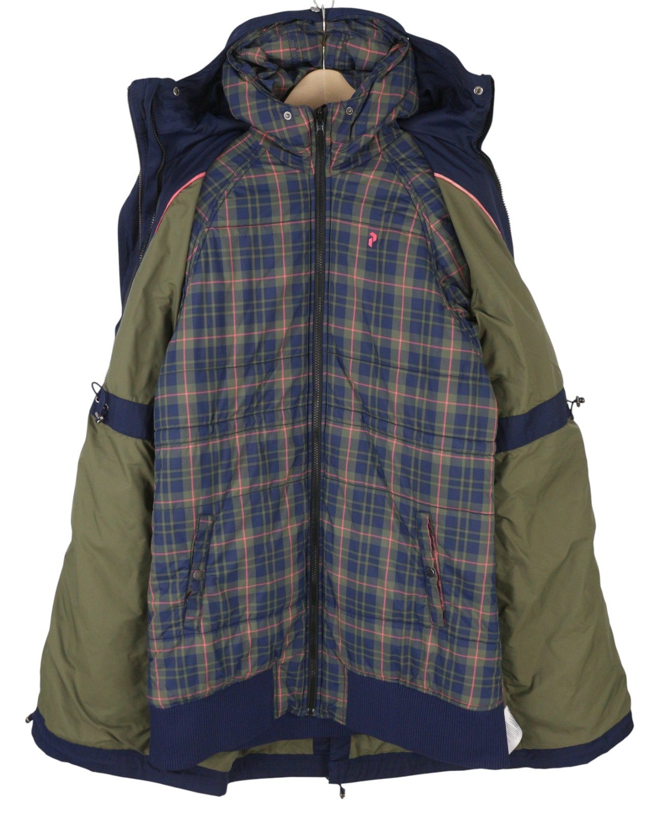 PEAK PERFORMANCE Bea Parka Women Jacket XL Blue Hooded Padded Zip 2in1