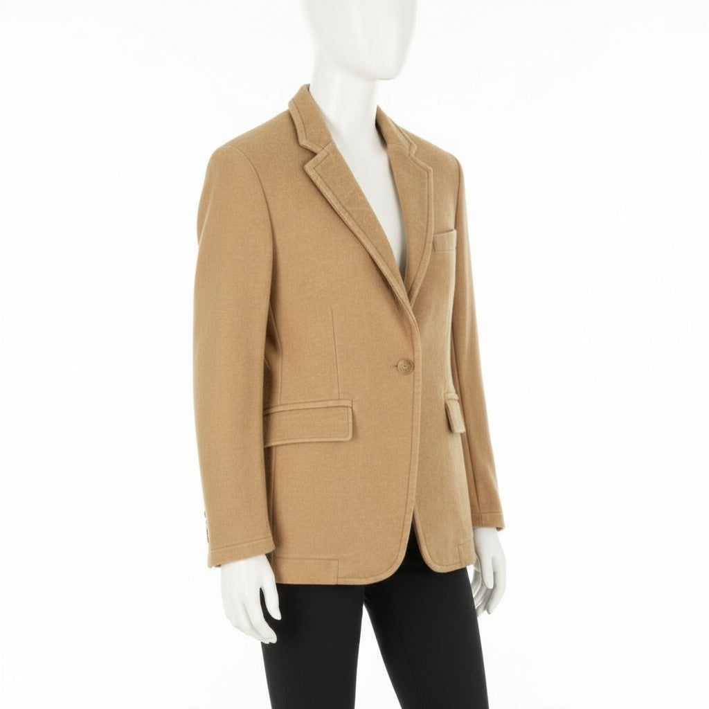 R13 Ragged Women Blazer S Camel Blend Oversized Single Breasted RRP1295
