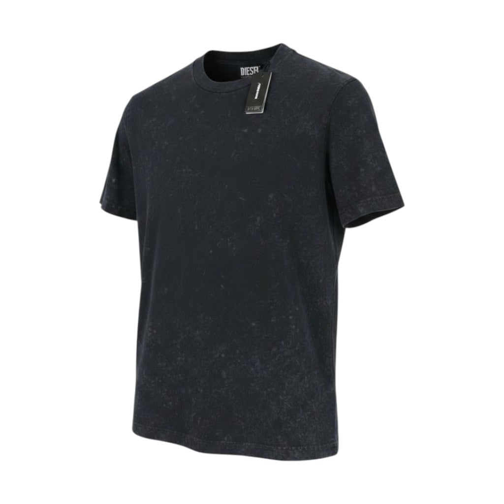 DIESEL T-Just-Slits-B65 Men T-Shirt S Dark Blue Crew Faded Short Sleeve