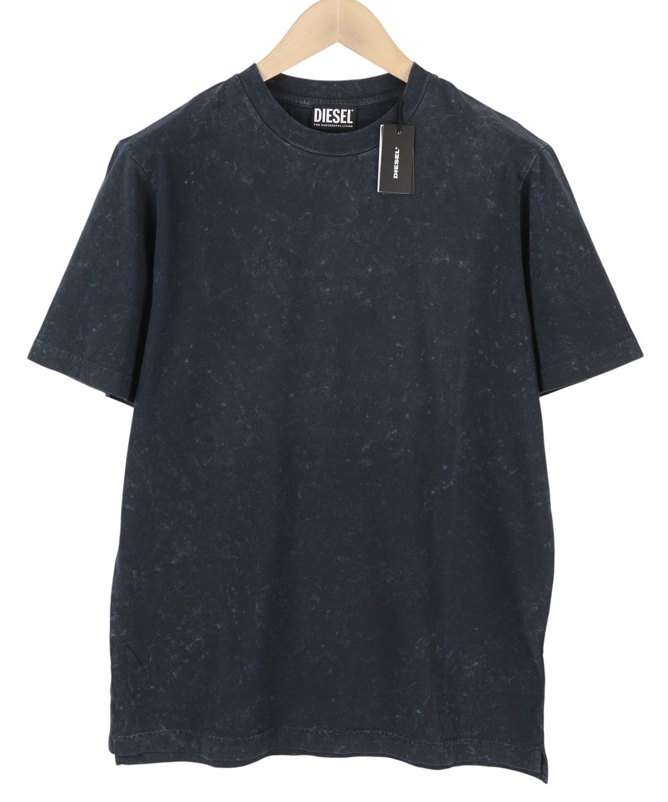 DIESEL T-Just-Slits-B65 Men T-Shirt S Dark Blue Crew Neck Wash Effect