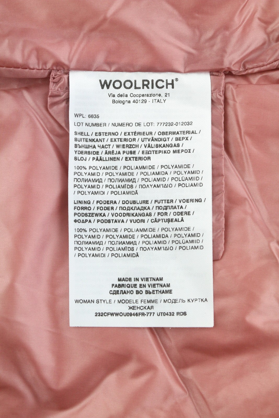WOOLRICH Chevron Quilted Hooded Women Jacket S Pink Down Puffer RRP550