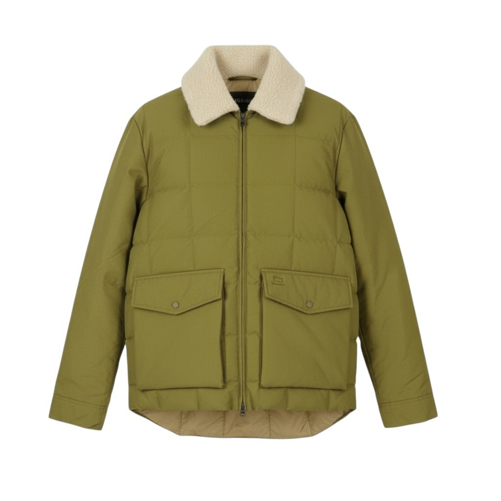 WOOLRICH Duster Blizzard Men Jacket L Green Down Sherpa Quilted RRP595