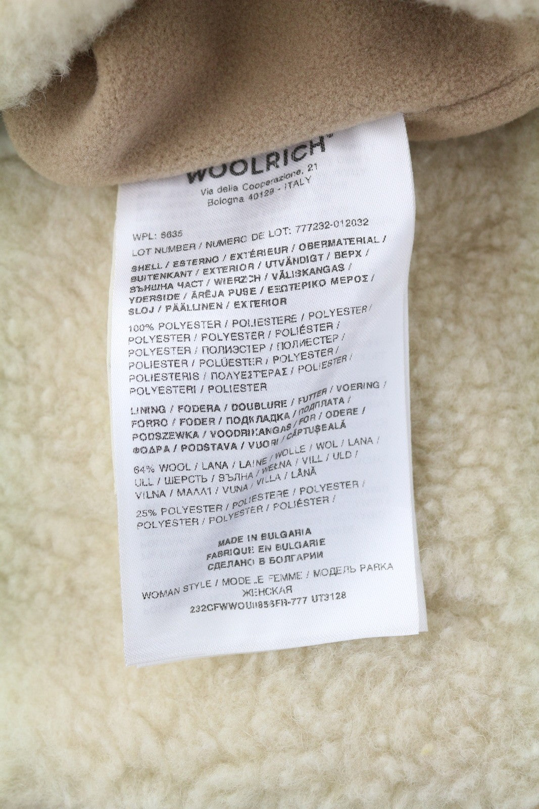WOOLRICH Reversible Teddy Parka Women Jacket S Cream Wool Blend RRP899