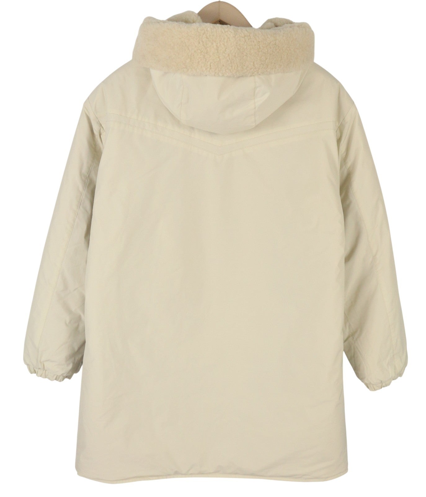 WOOLRICH Reversible Teddy Parka Women Jacket S Cream Wool Blend RRP899
