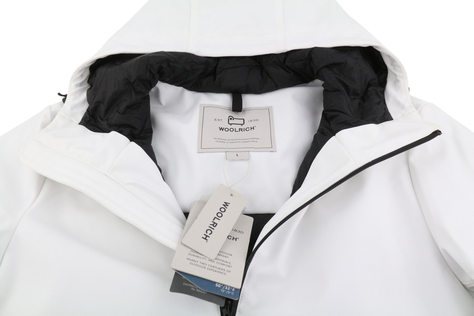 WOOLRICH Pacific Soft Shell Men Jacket L White Down Waterproof RRP550