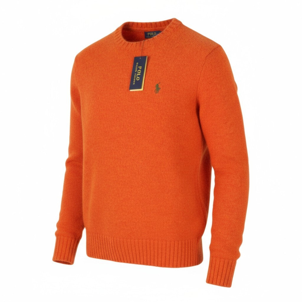 RALPH LAUREN Classic Orange Men Jumper XS Melange Wool Alpaca Knit RRP269