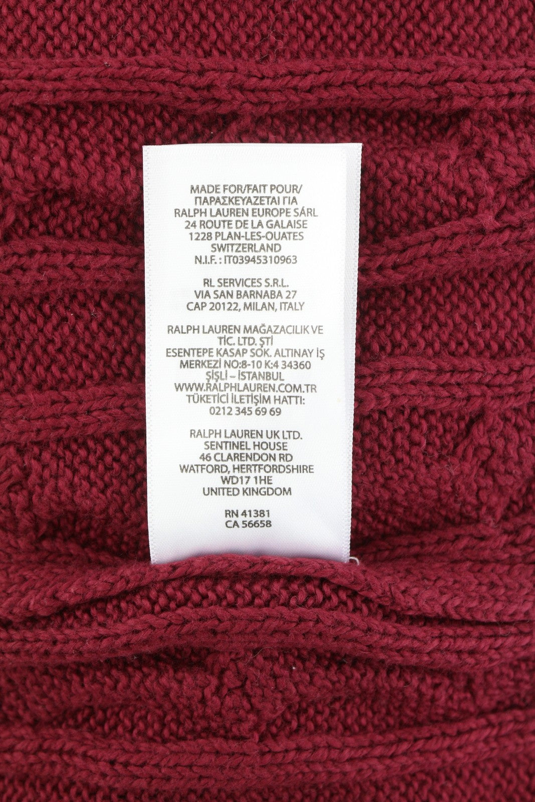 RALPH LAUREN Driver Cn-Long Sleeve Red Men Jumper S Burgundy Pullover RRP214