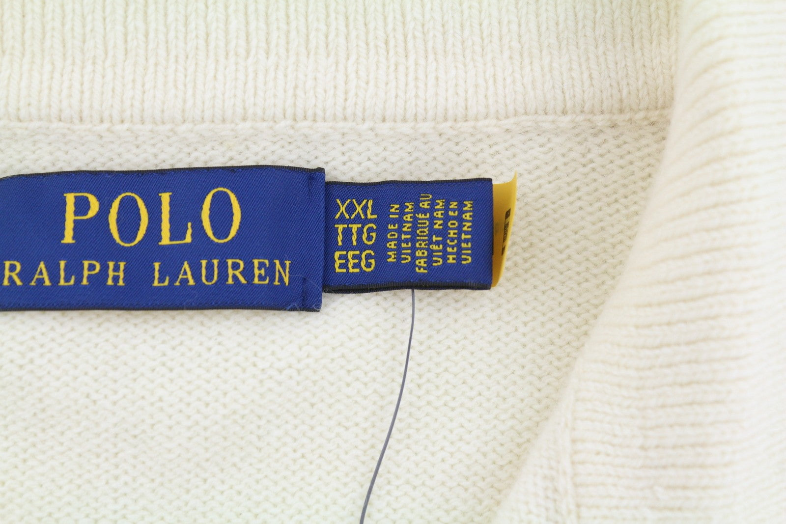 RALPH LAUREN Classics Cream Men Jumper 2XL Wool Blend Polo Pull On RRP220