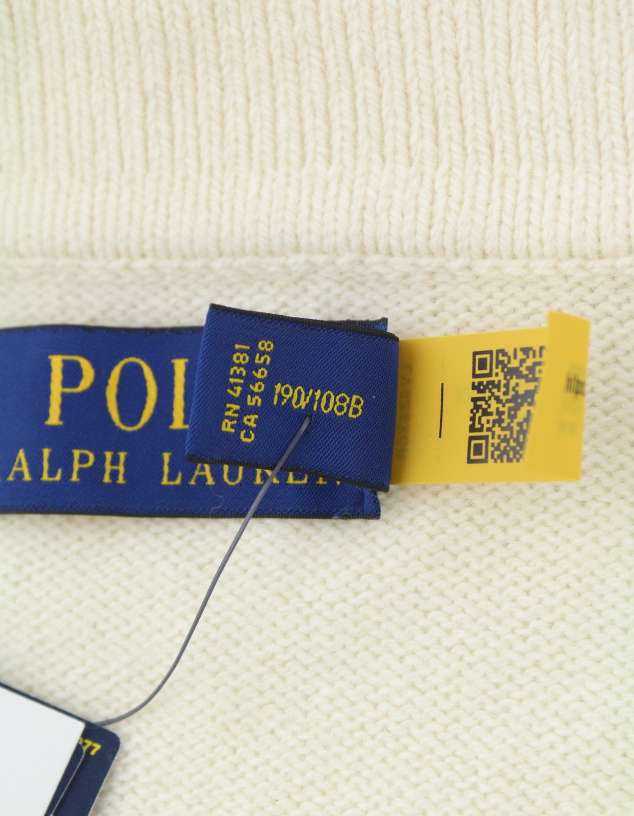 RALPH LAUREN Classics Cream Men Jumper 2XL Wool Blend Polo Pull On RRP220