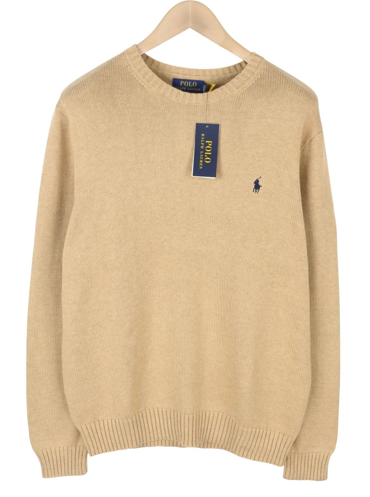 RALPH LAUREN Classics Brown Men Jumper L Fine Knit Crew Wool Pull On RRP199