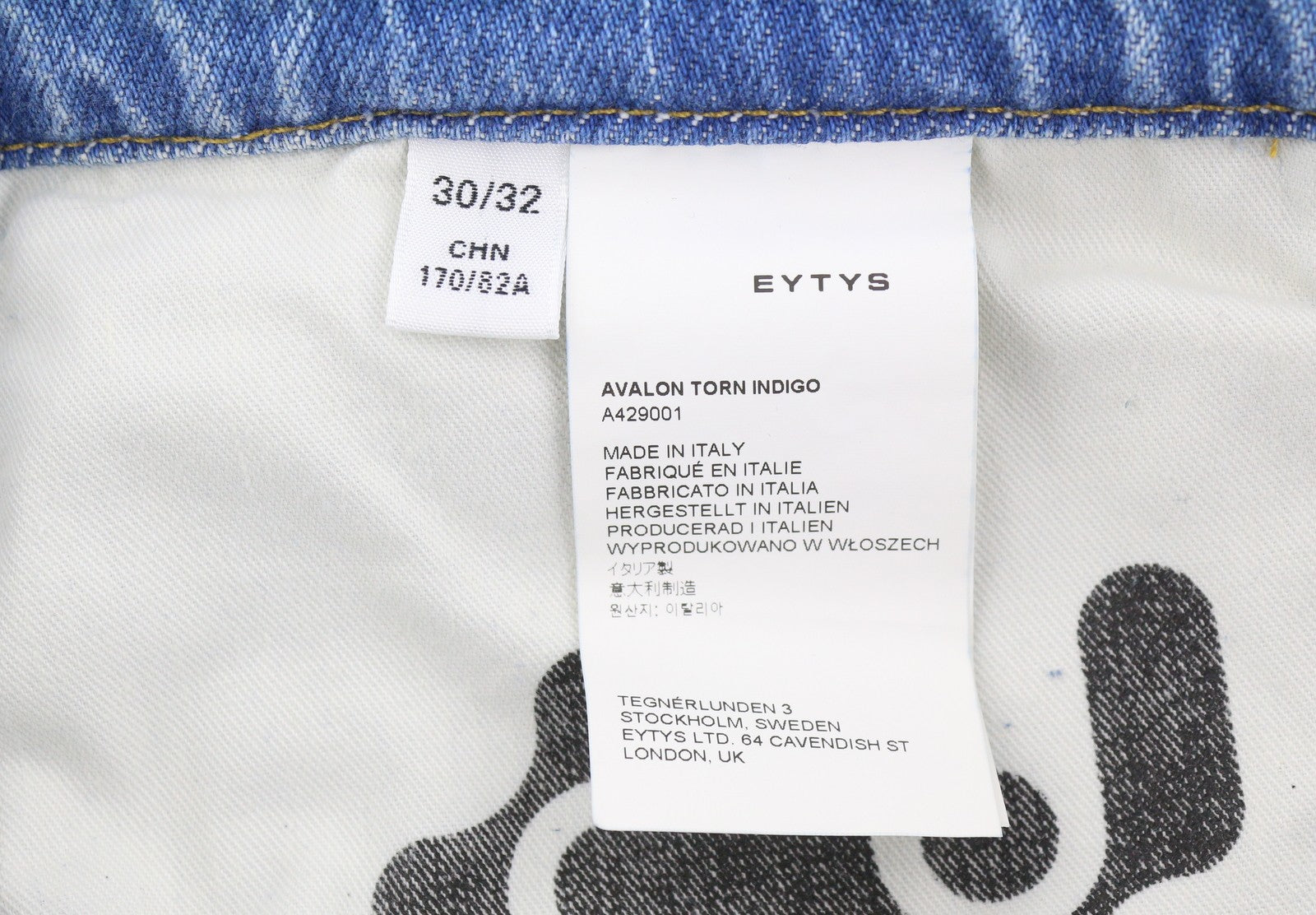 EYTYS Avalon Torn Indigo Cropped Bootcut Women Jeans W30/L32 Men Unisex RRP370