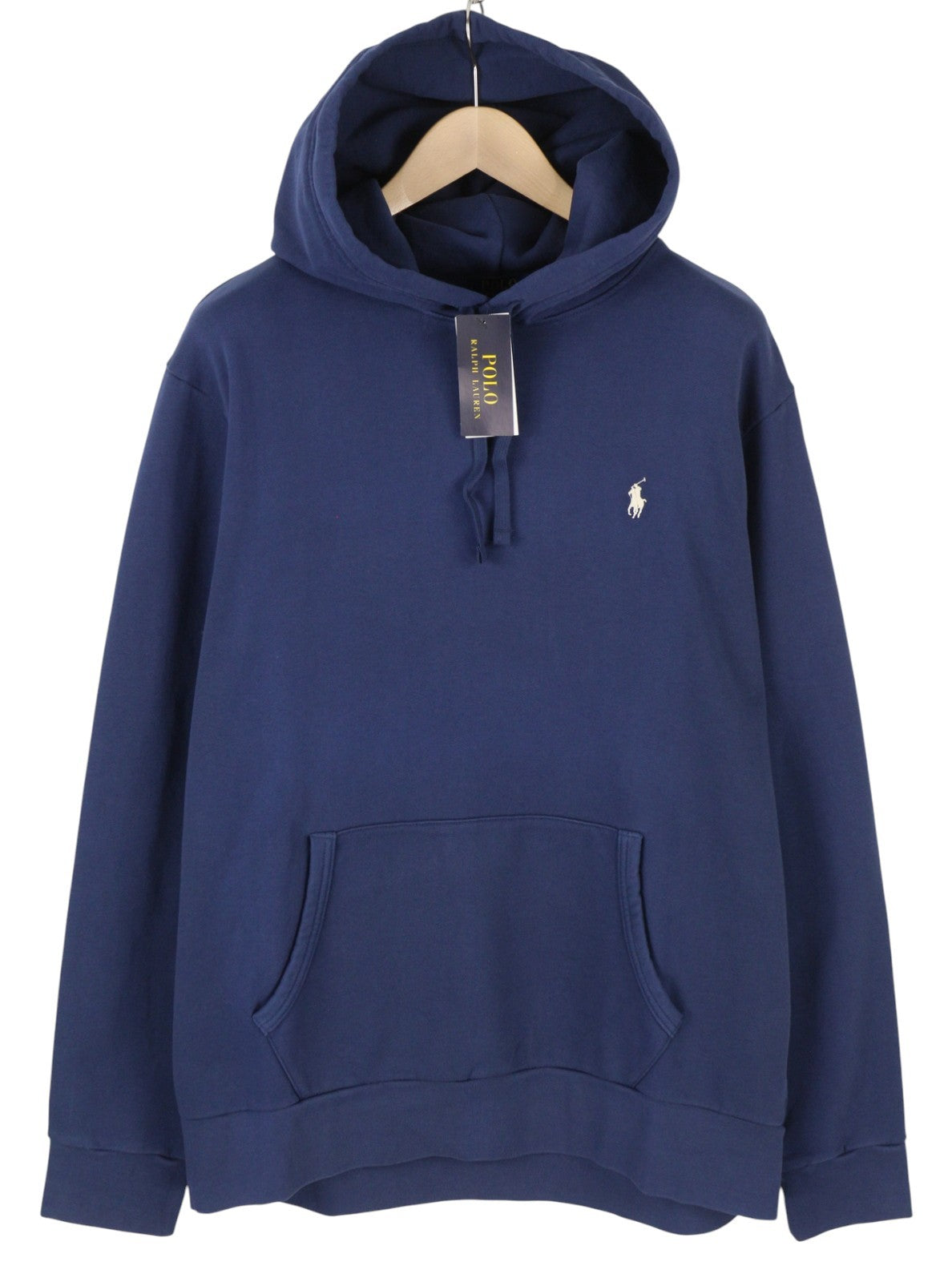RALPH LAUREN Classics Navy Men Hoodie XL Logo Hooded Kangaroo Pull On