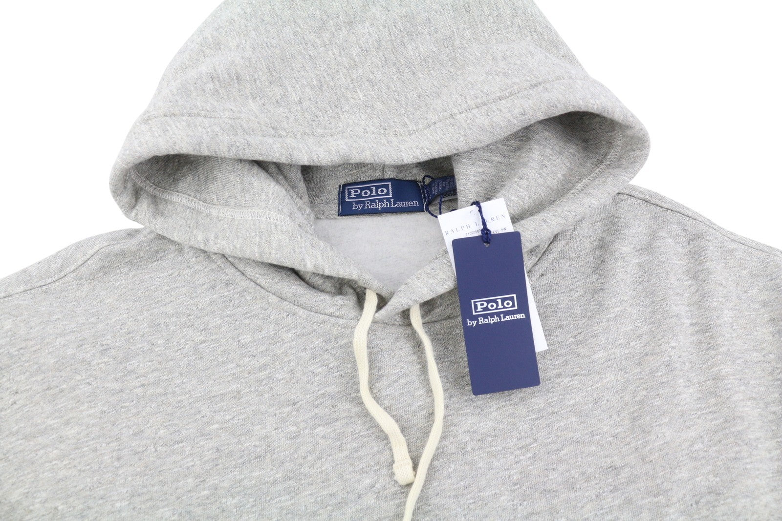 RALPH LAUREN Men Hoodie 2XL Grey Melange Logo Pocket Hooded Pull On RRP299