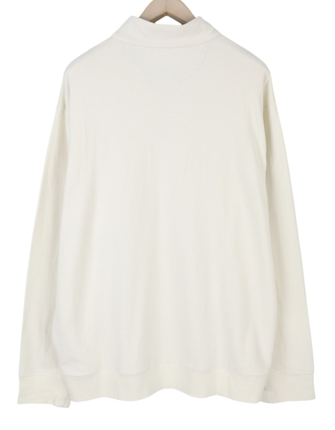 RALPH LAUREN Men Sweatshirt 2XL Cream High Neck Half Zip Logo Pull On RRP199