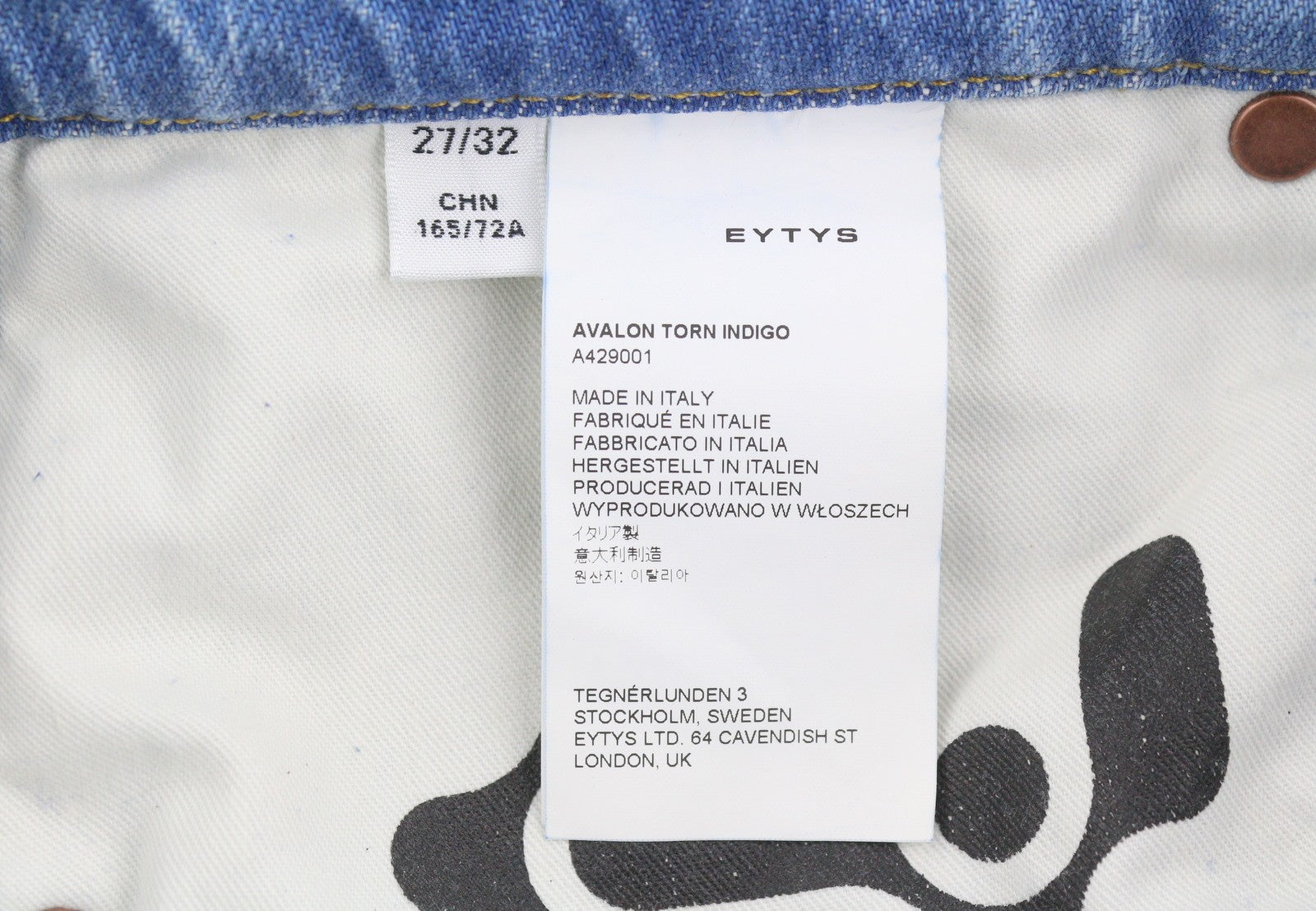 EYTYS Avalon Torn Indigo Cropped Bootcut Fit Women Jeans W27/L32 Blue RRP370