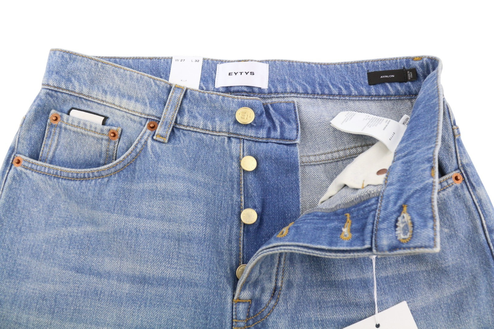 EYTYS Avalon Torn Indigo Cropped Bootcut Fit Women Jeans W27/L32 Blue RRP370
