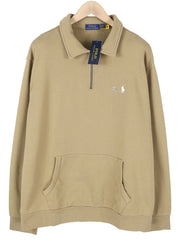 RALPH LAUREN Classics Khaki Men Sweatshirt 2XL Polo Half Zip Knit RRP199