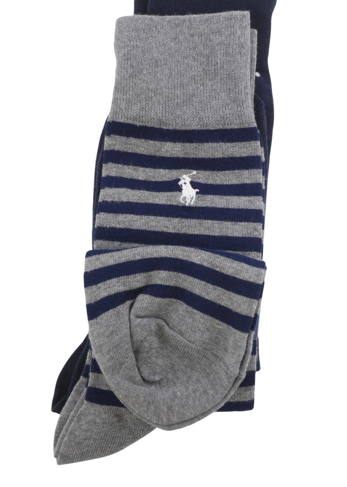 RALPH LAUREN Men Socks OS Polka Stripe Knit Logo Unisex Two Pack