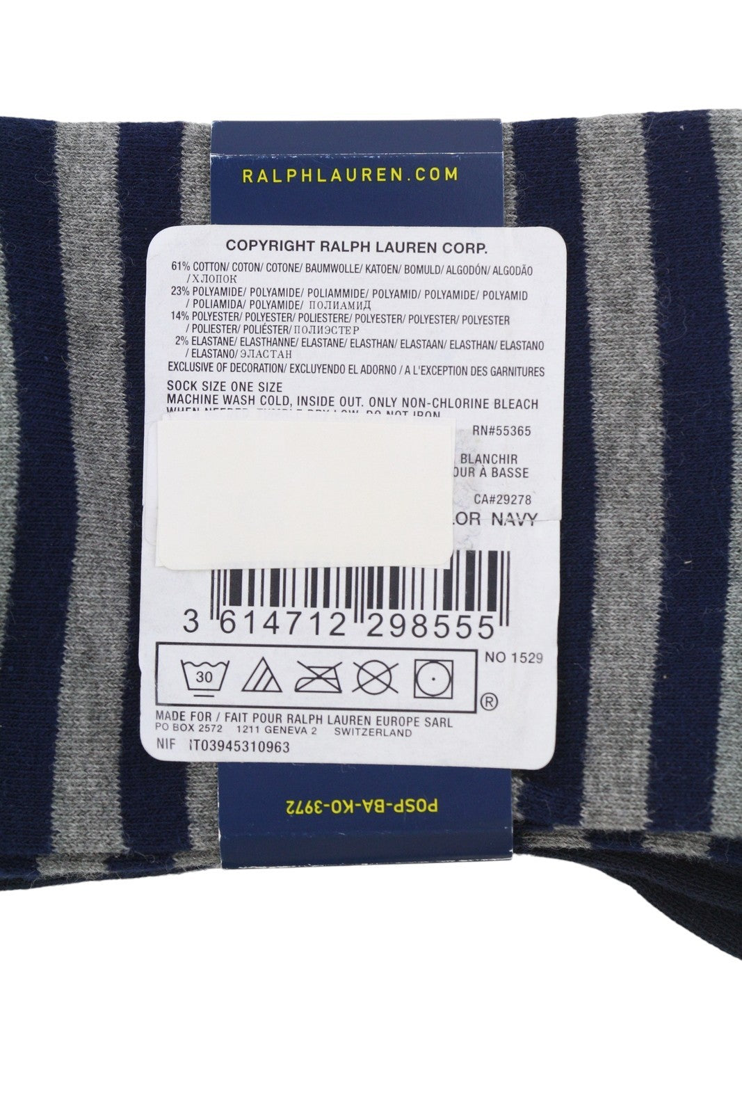 RALPH LAUREN Men Socks OS Polka Stripe Knit Logo Unisex Two Pack