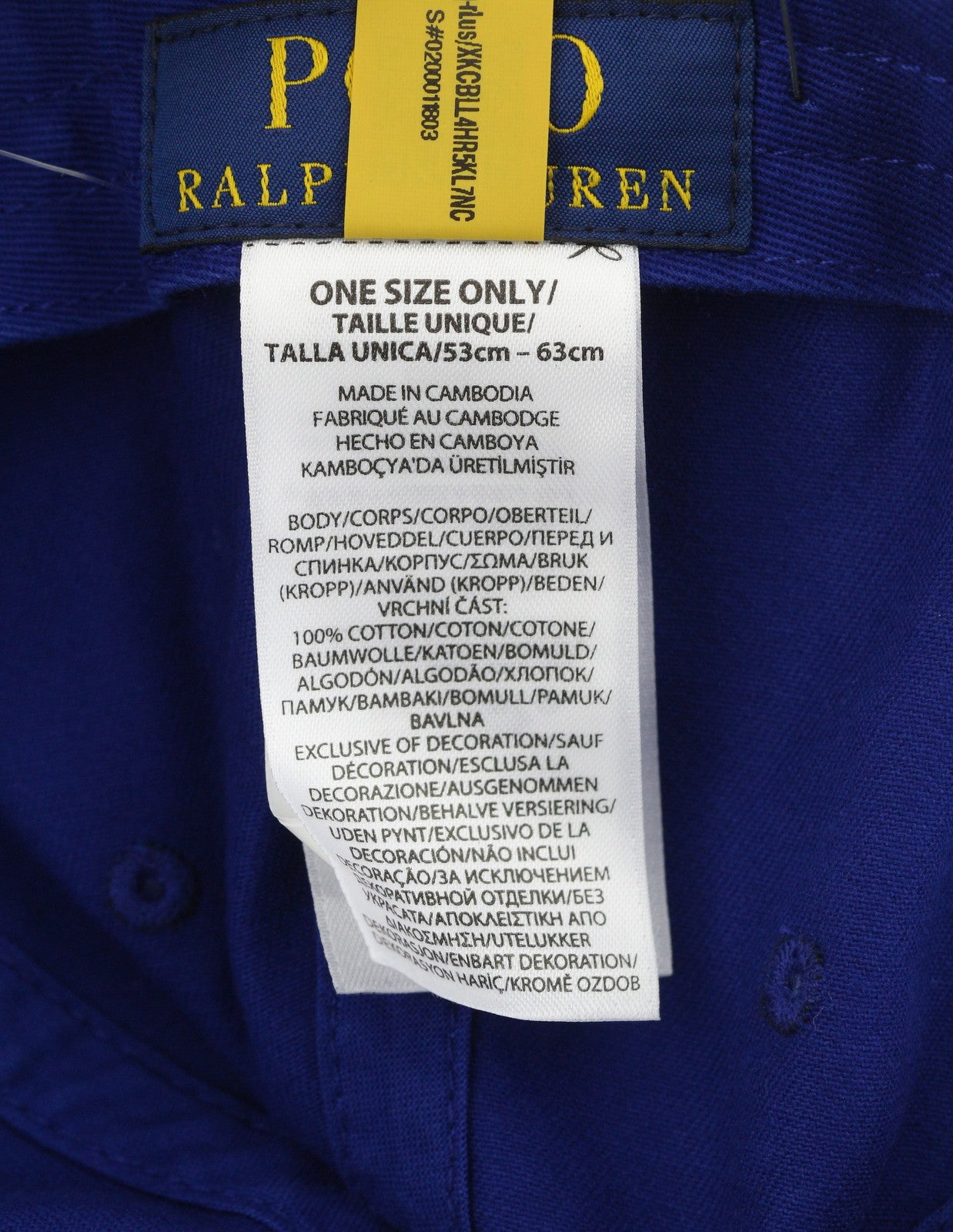 RALPH LAUREN Men Cap OS Blue Cotton Baseball Hat Embroidered Logo Unisex