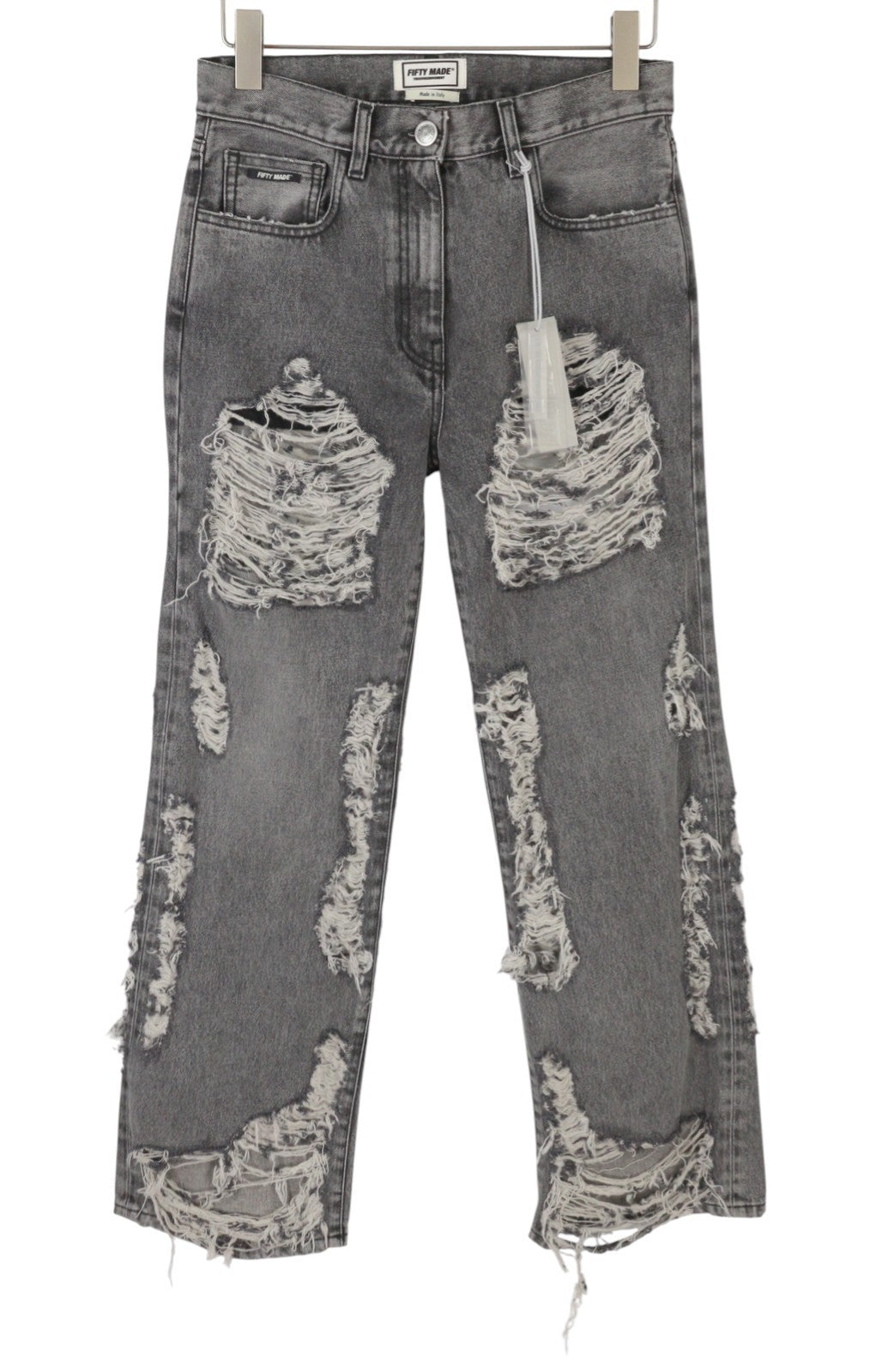 THE GIVING MOVEMENT Fifty Made Women Jeans W26 Grey Distress Limited Edition