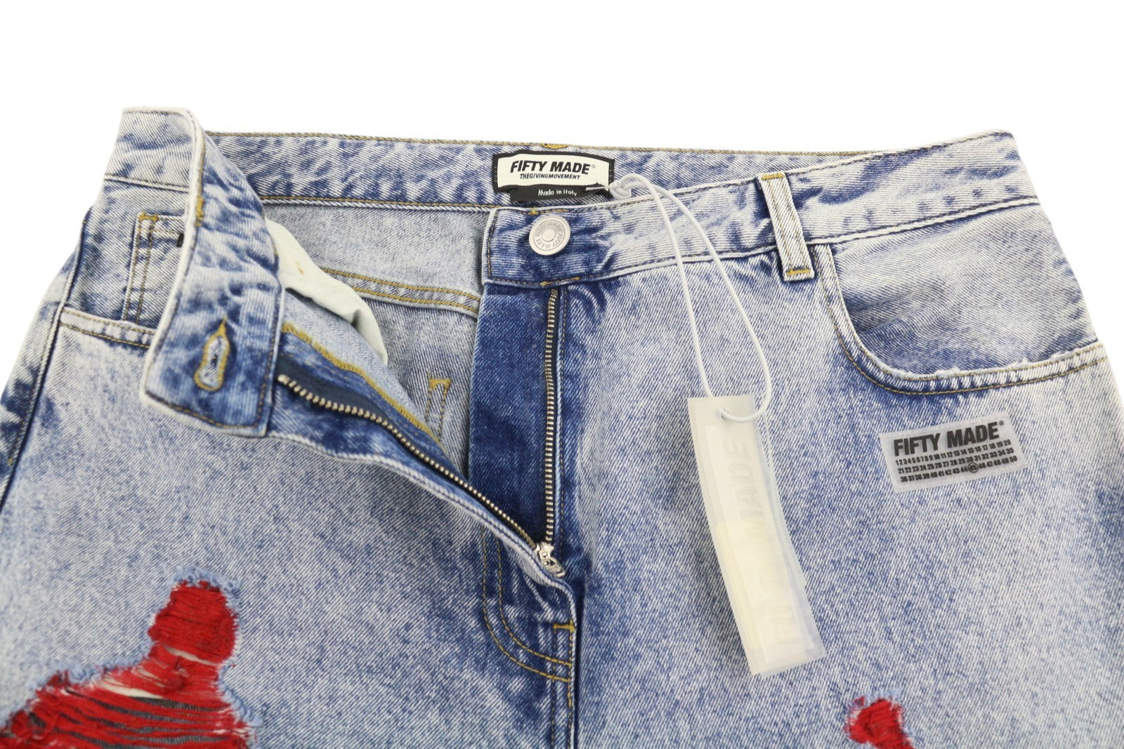 THE GIVING MOVEMENT Fifty Made Women Jeans W34 Blue Distress Limited Edition