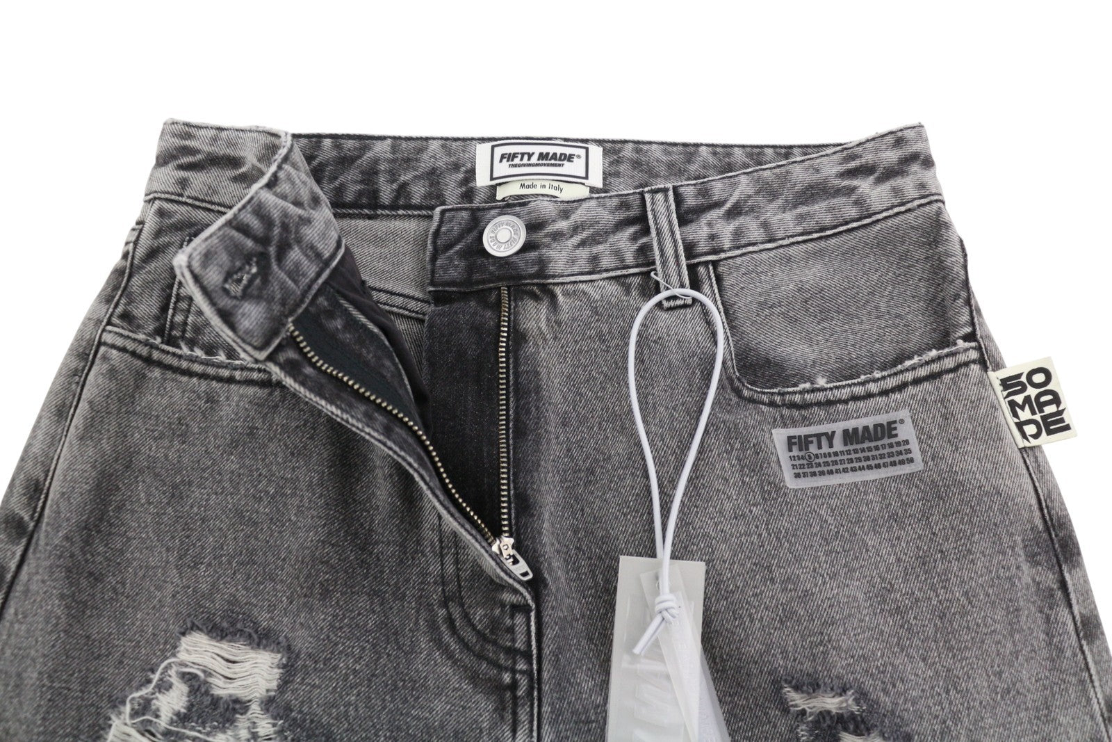 THE GIVING MOVEMENT Fifty Made Women Jeans W30 Grey Distress Limited Edition