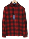 Red Polyester Button-Up