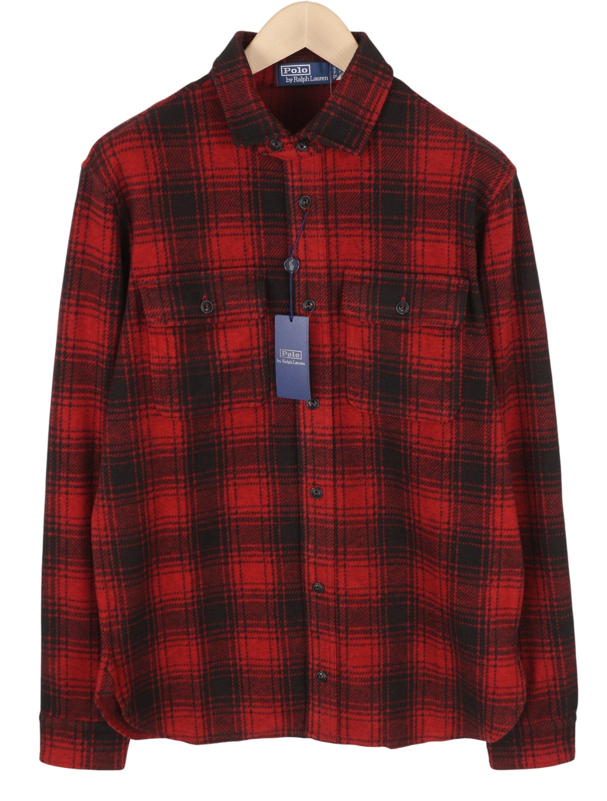 RALPH LAUREN Men Shirt S Red Stretch Flannel Plaid Button-Up Casual