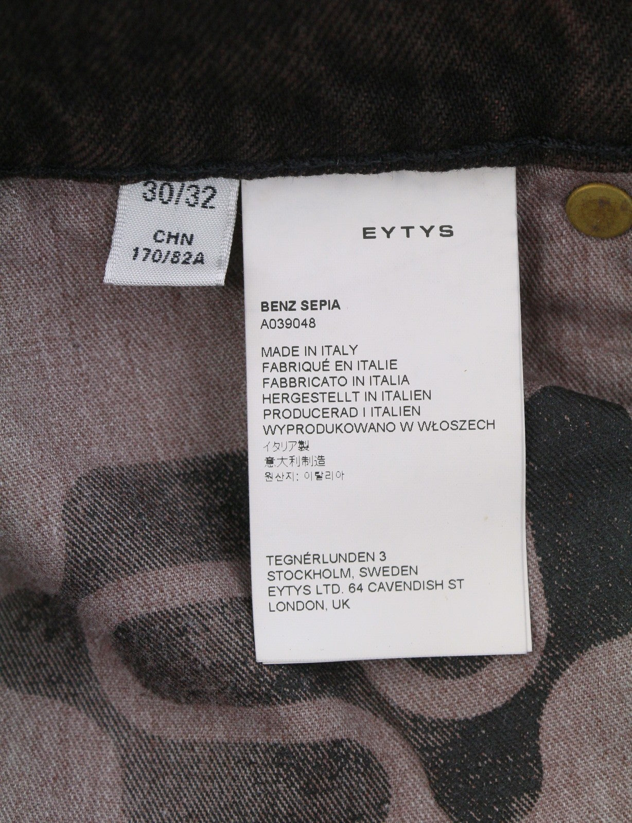 EYTYS Benz Sepia Baggy Fit Women Jeans W30/L32 Brown Faded Men Unisex RRP370