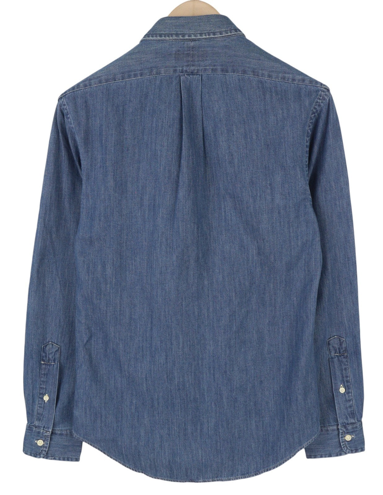 RALPH LAUREN Core Replen Men Shirt S Blue Faded Denim Slim Button Down RRP159