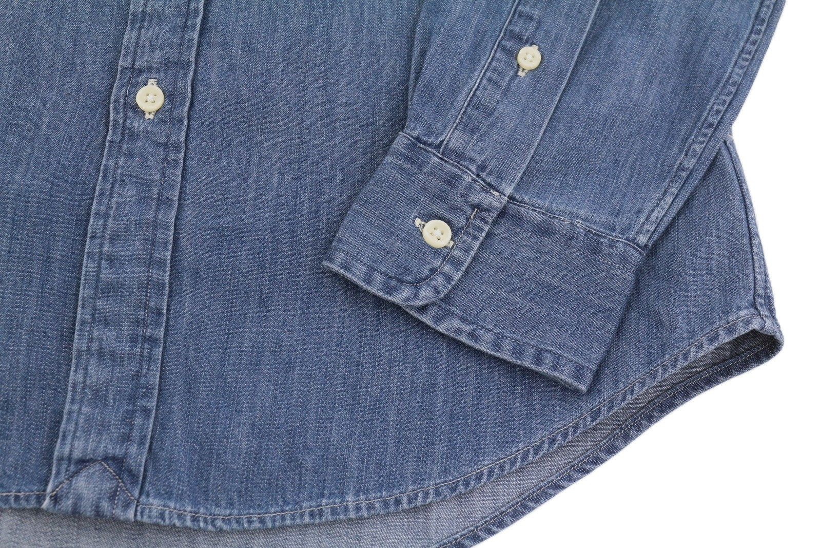 RALPH LAUREN Core Replen Men Shirt S Blue Faded Denim Slim Button Down RRP159