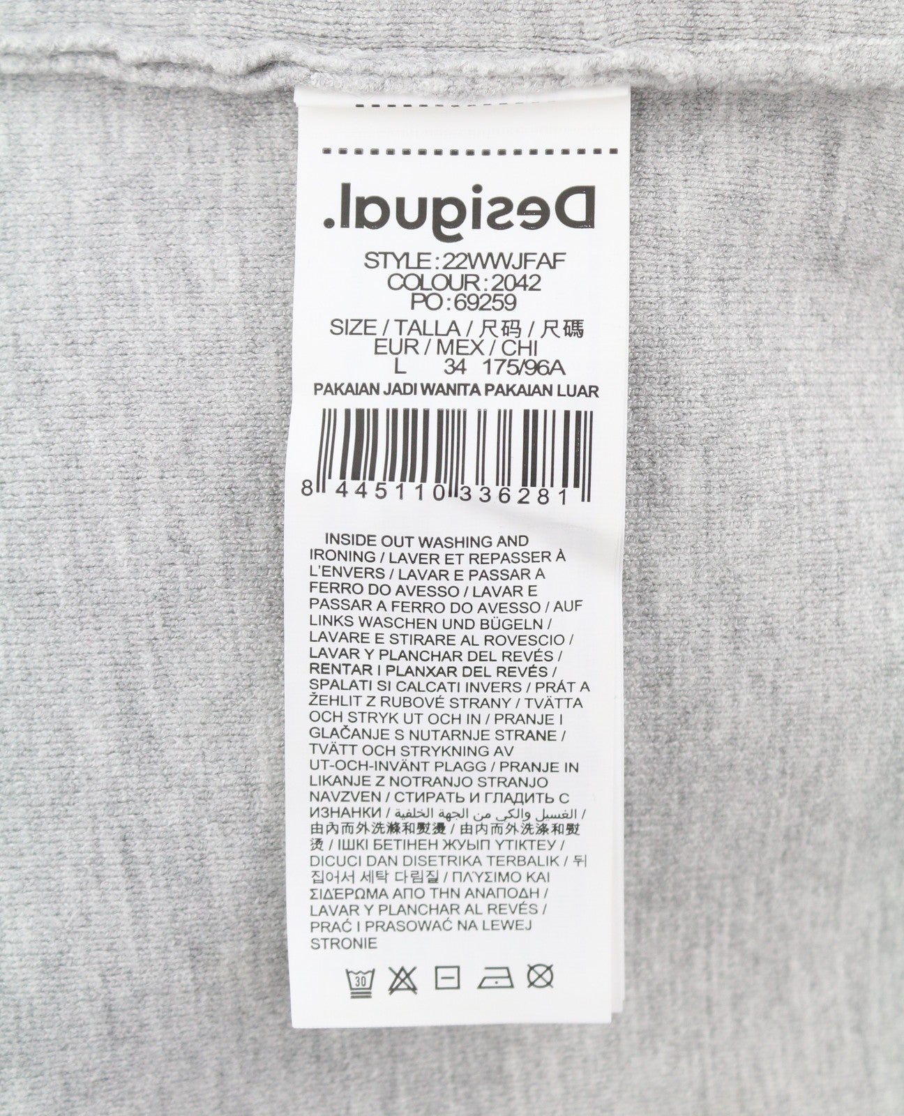 DESIGUAL Jers Laia Women Jumper L Melange Grey Embroidered Knit Pull On