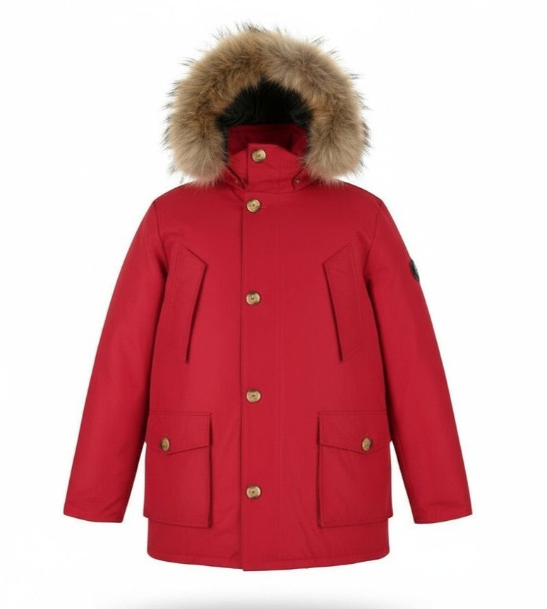 Rote Polyesterjacke