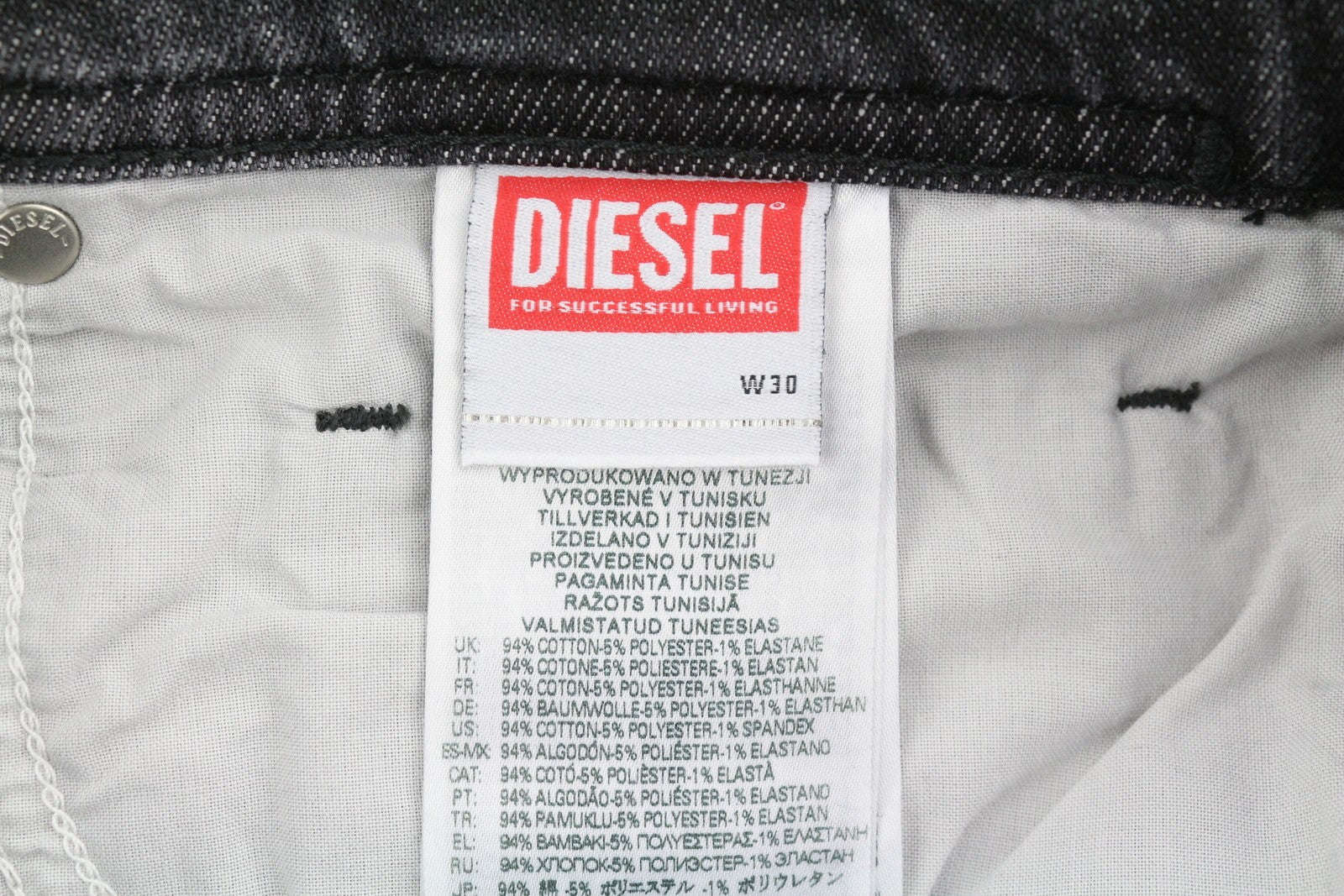 DIESEL 2023 D-Finitive 09F84 Men Jeans W30/L34 Grey Faded Regular Tapered Leg
