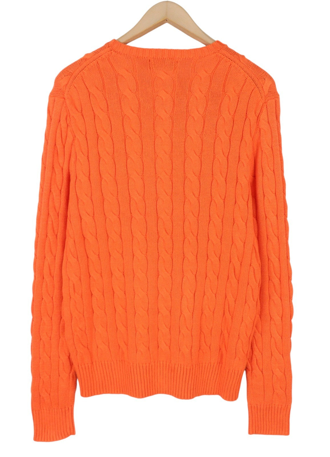 RALPH LAUREN Driver Cn-Long Sleeve Orange Men Jumper L Cable Pullover RRP214