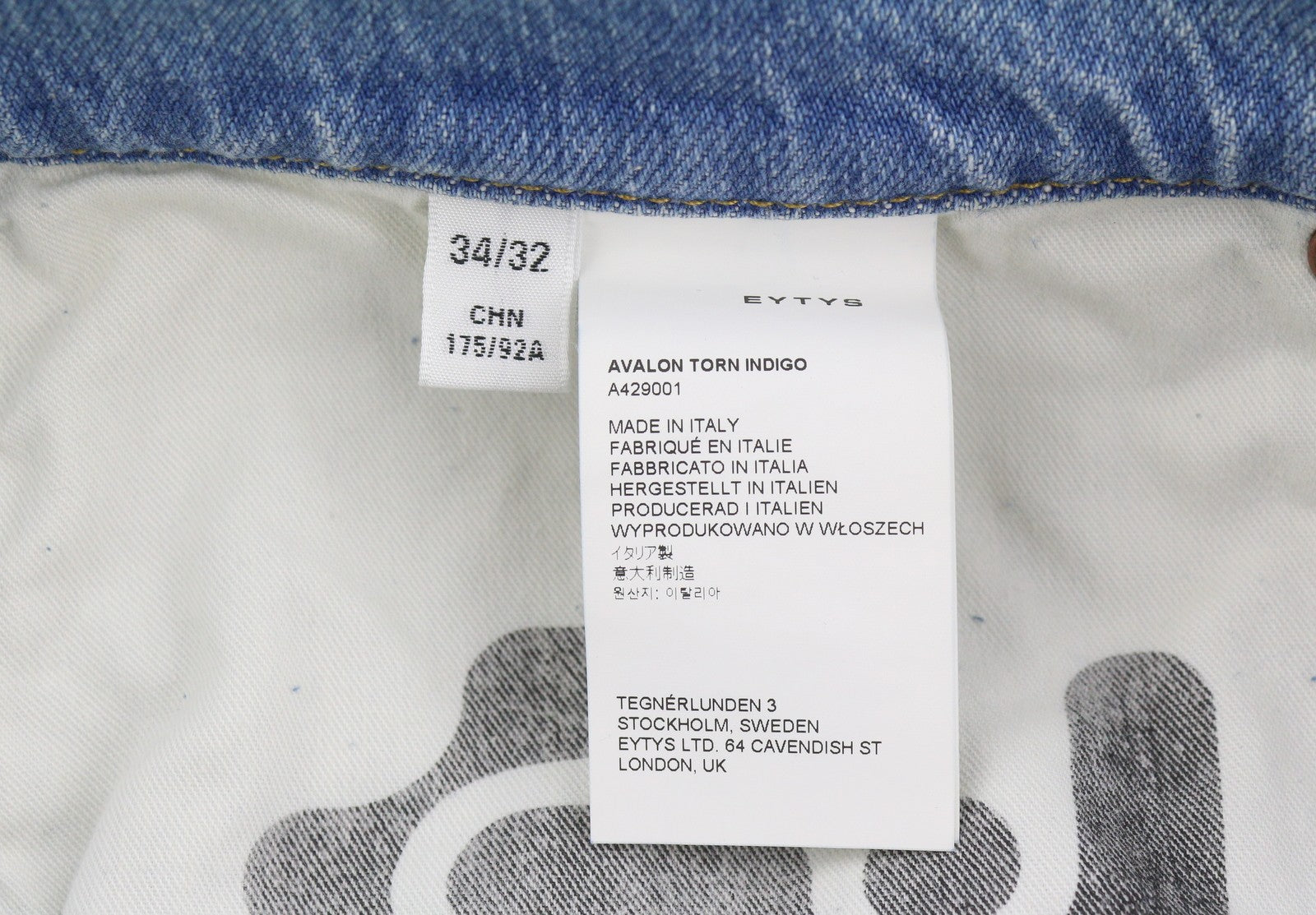 EYTYS Avalon Torn Indigo Cropped Bootcut Women Jeans W34/L32 Men Unisex RRP370