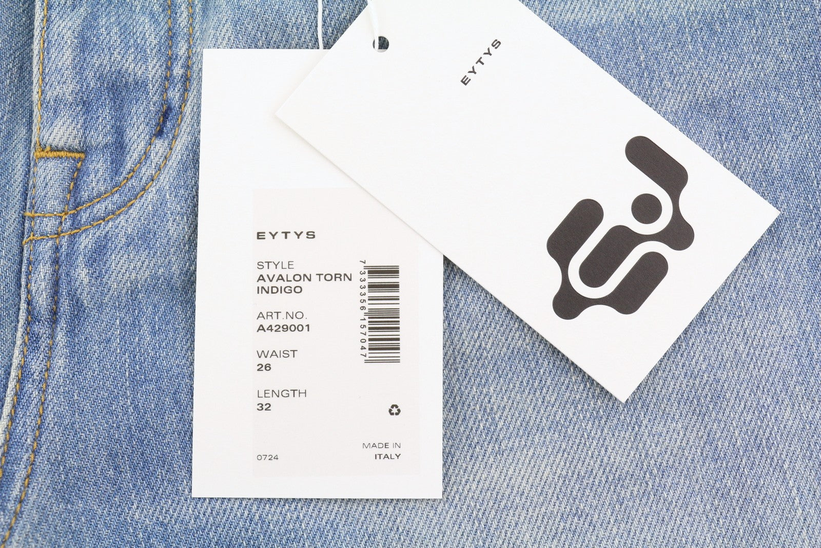 EYTYS Avalon Torn Indigo Cropped Bootcut Fit Women Jeans W26/L32 Blue RRP370