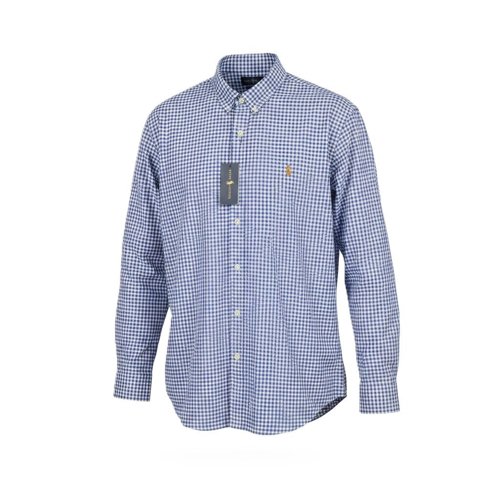 RALPH LAUREN Core Replen Men Shirt XL Blue Check Casual Button-Down RRP159