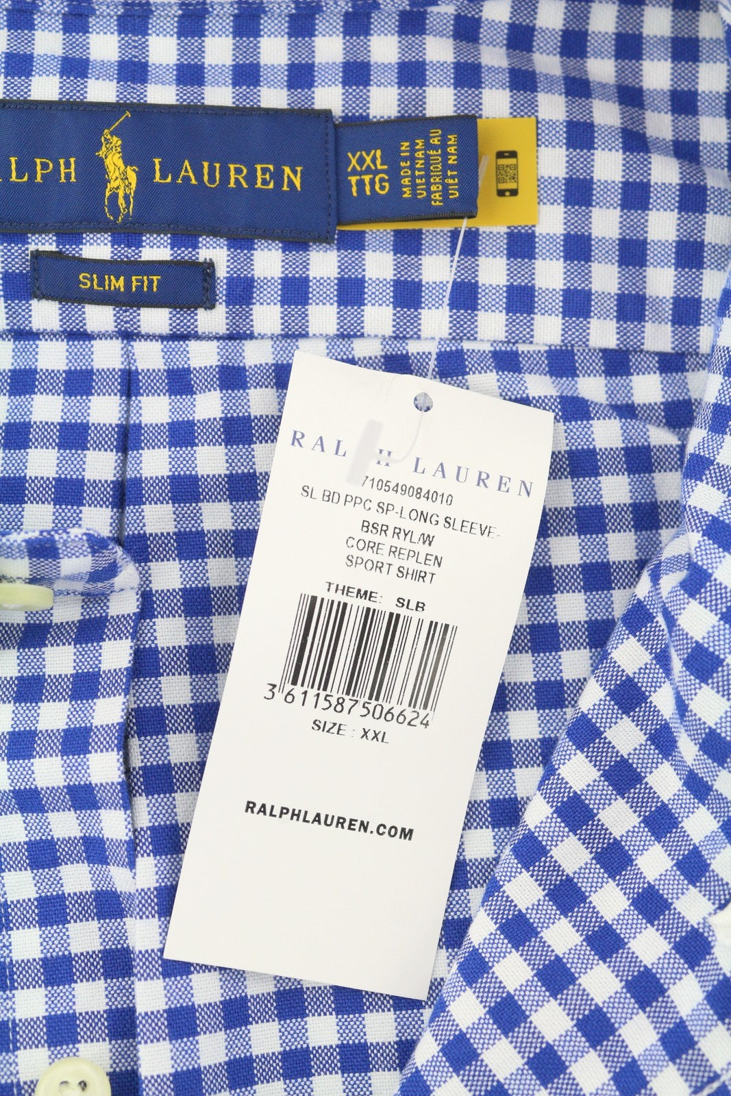 RALPH LAUREN Core Replen Men Shirt 2XL Blue Check Casual Button-Down RRP159