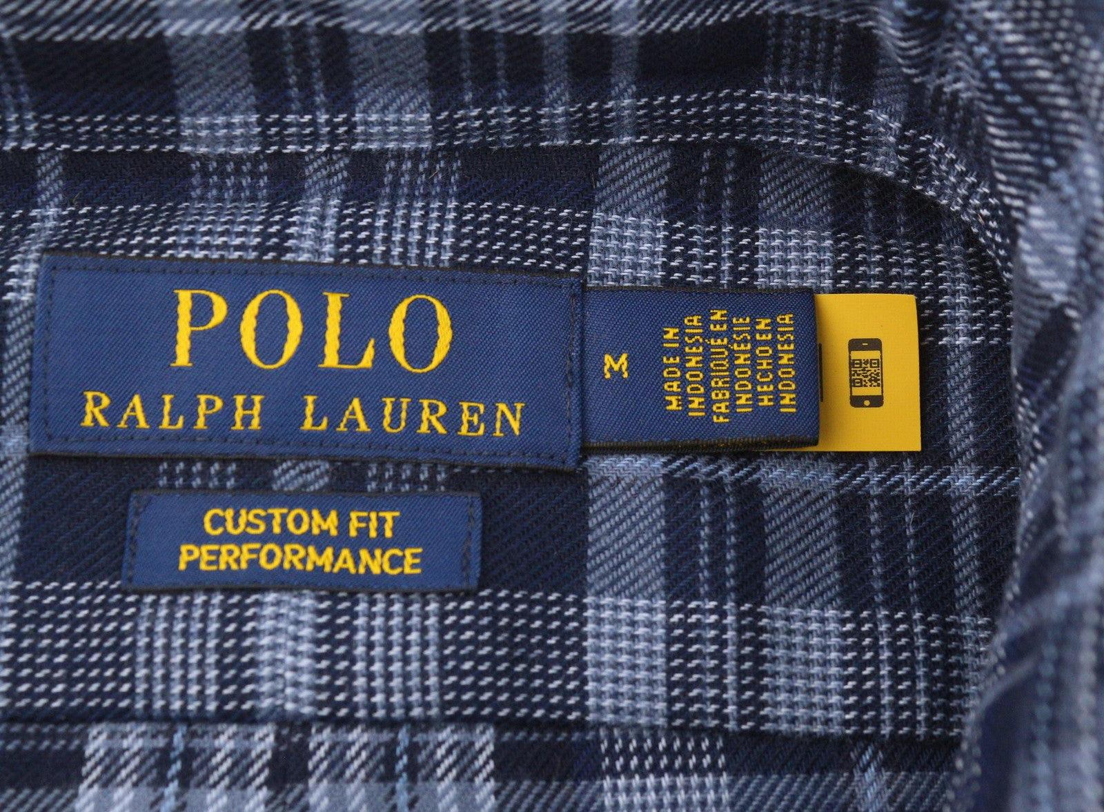 RALPH LAUREN Men Shirt M Blue Performance Plaid Custom Fit Flannel RRP169