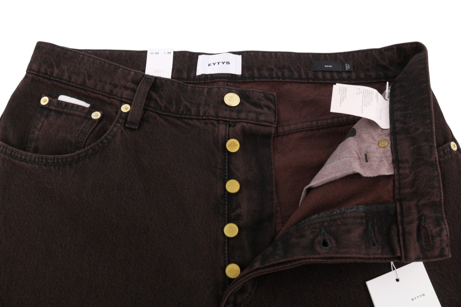 EYTYS Benz Sepia Baggy Fit Women Jeans W33/L32 Brown Faded Men Unisex RRP370