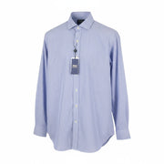 RALPH LAUREN Men Formal Shirt M Blue Stripe Custom Fit Cutaway Logo RRP169