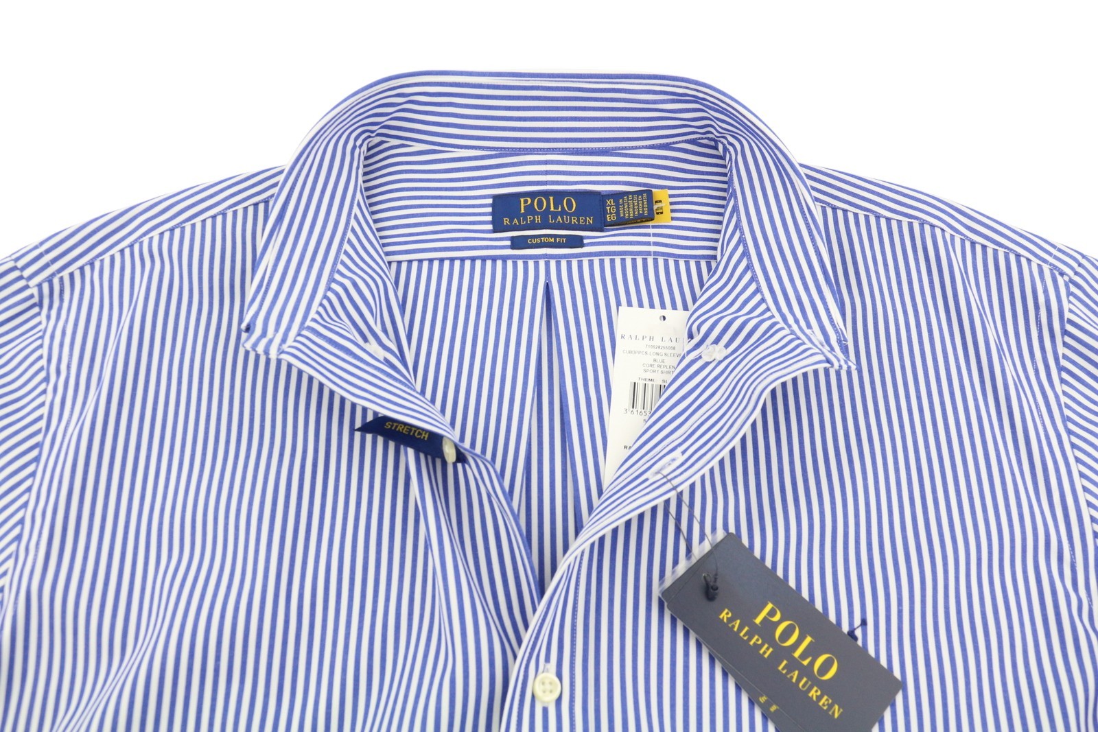 RALPH LAUREN Core Replen Men Shirt XL Stretch Stripe Custom Fit Button-Down